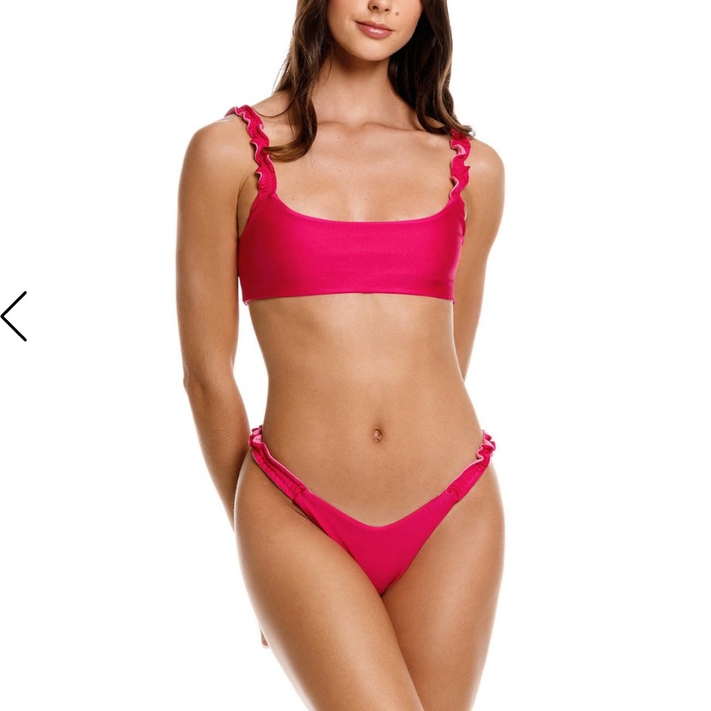 Agua Bendita Blue Bikini Bottom with Ruffles BLUE